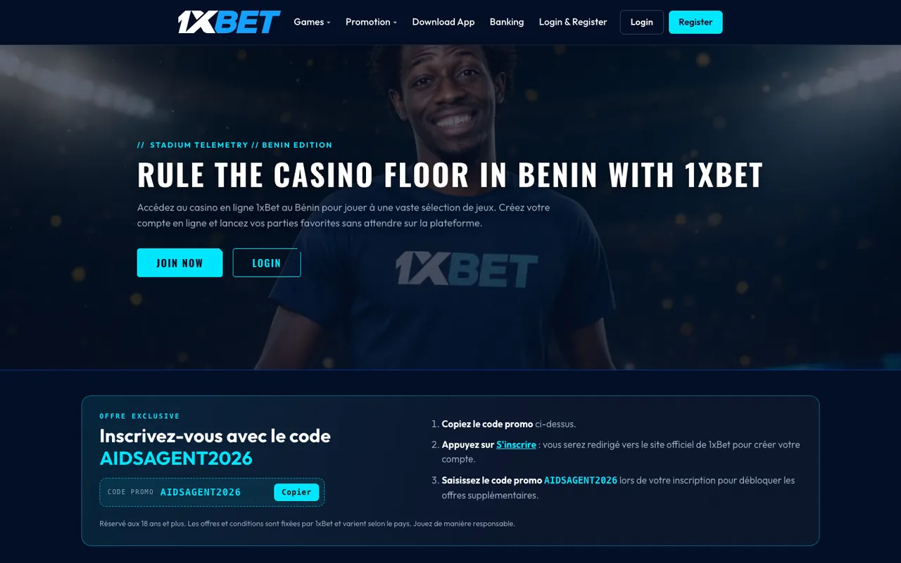 1XBET Benin homepage