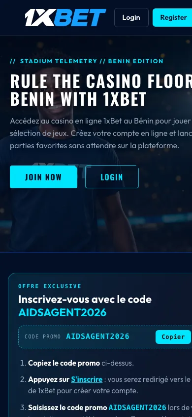 1XBET mobile homepage