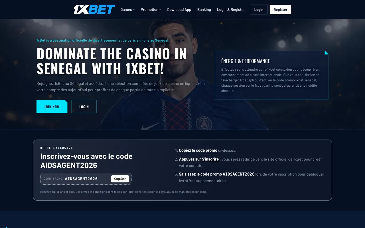 1XBET desktop homepage