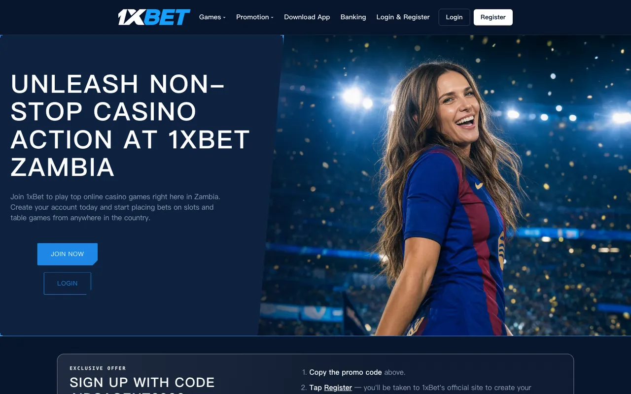 1XBET desktop homepage