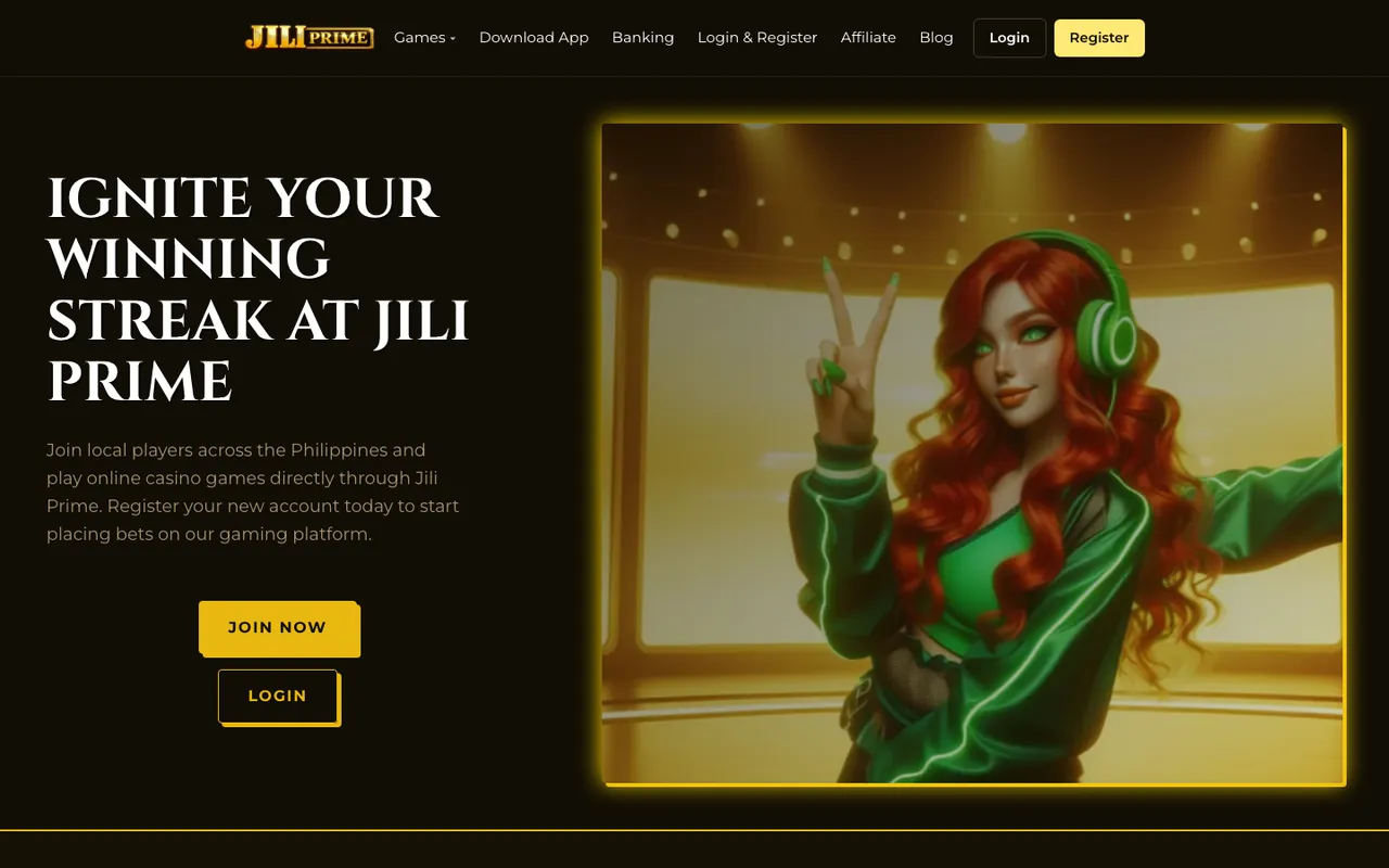 Jili Prime desktop homepage