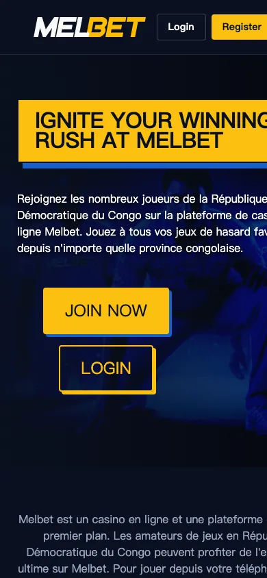 Melbet mobile homepage